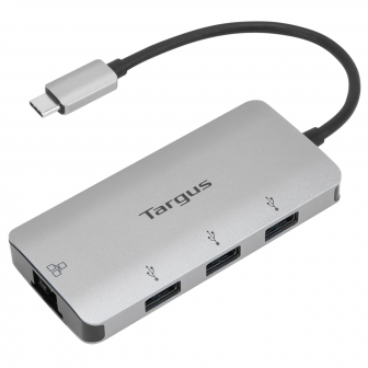 Targus USB-C Multi-Port Hub with Ethernet Adapter (อุปกรณ์เพิ่มช่อง USB 3 ช่อง และพอร์ตเชื่อมต่อเครือข่าย Gigabit) : Targus USB-C Multi-Port Hub with Ethernet Adapter
